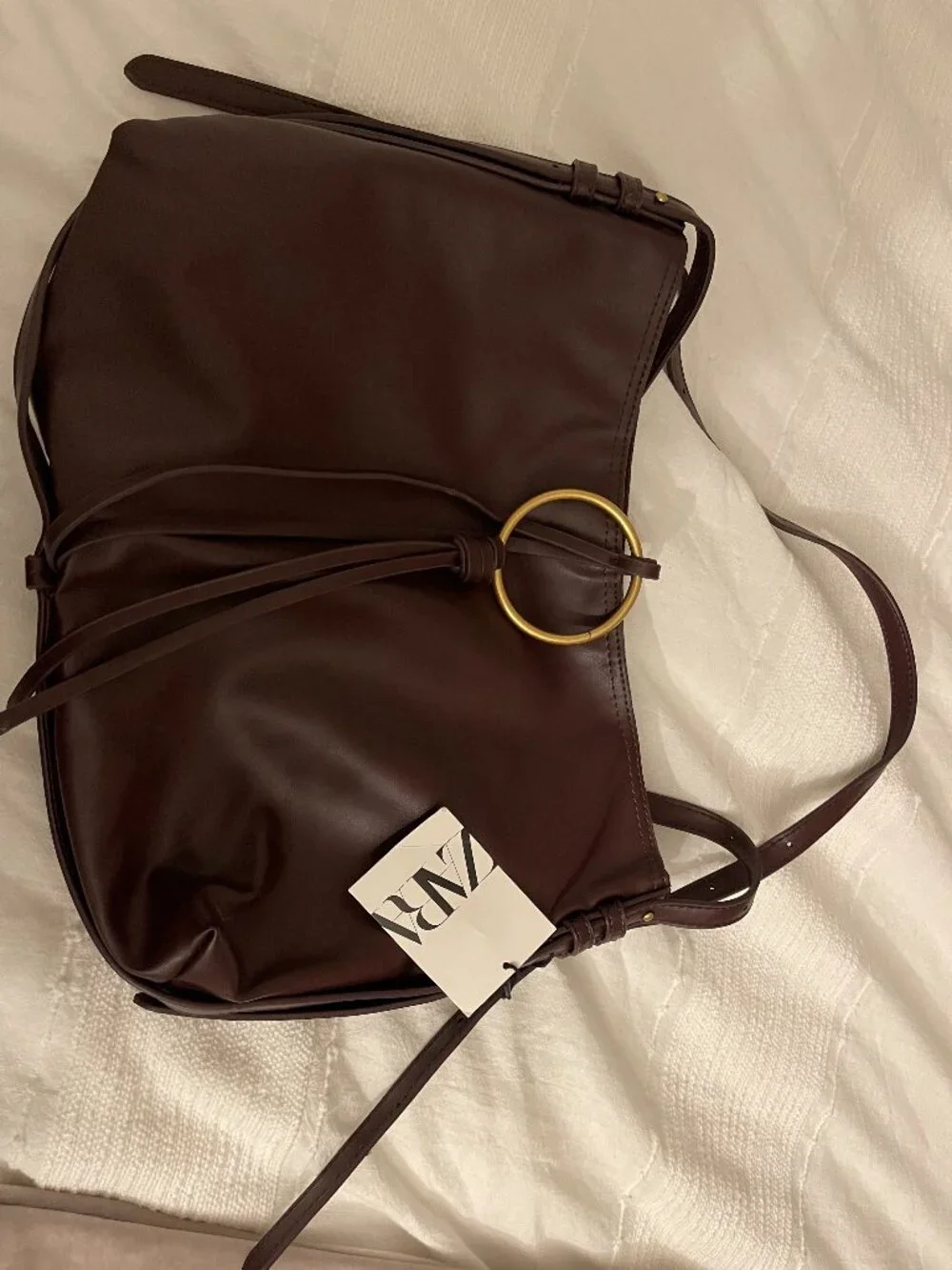 Zara detail burgundy hobo bucket bag NWT